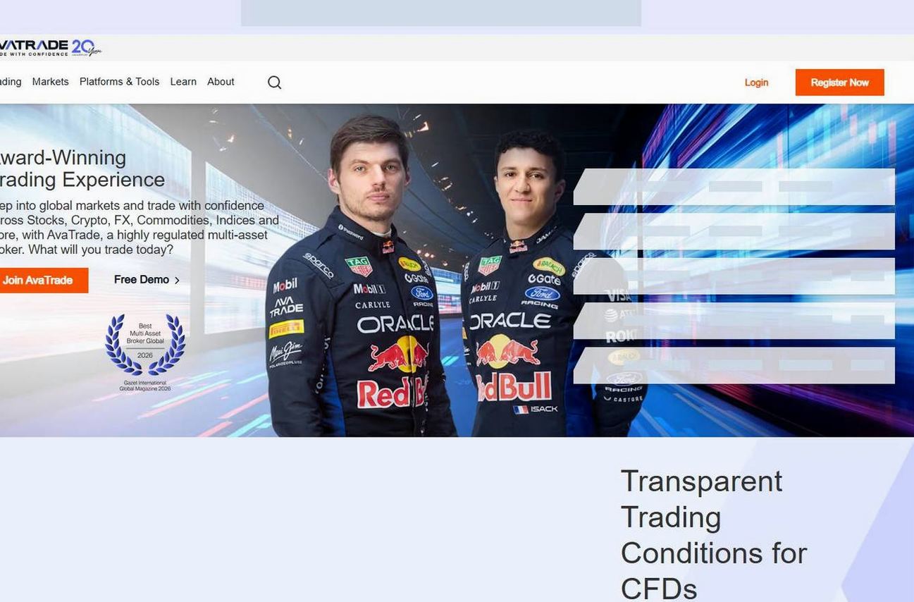 Screenshot of the AvaTrade website