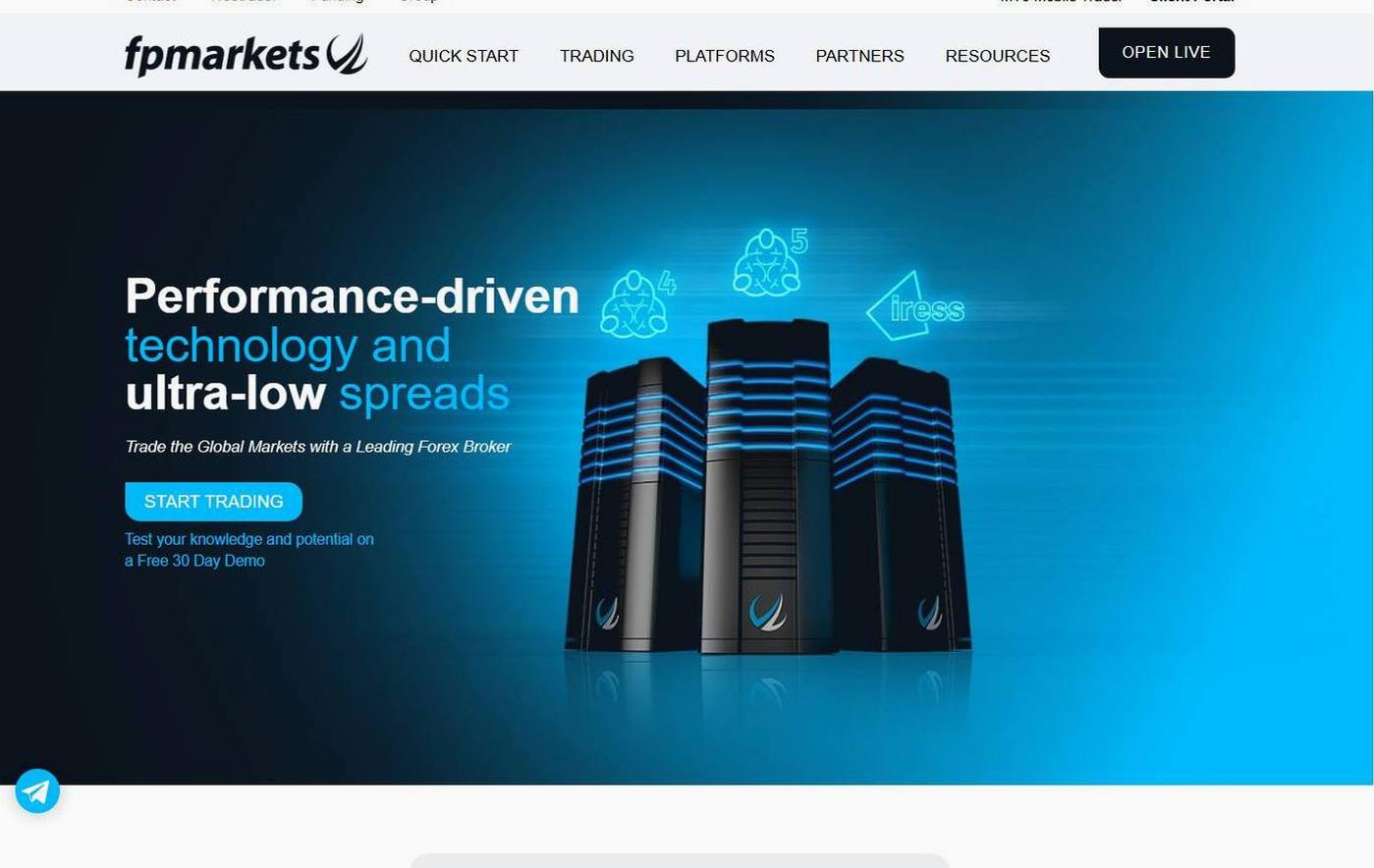 Screenshot of the FP Markets website