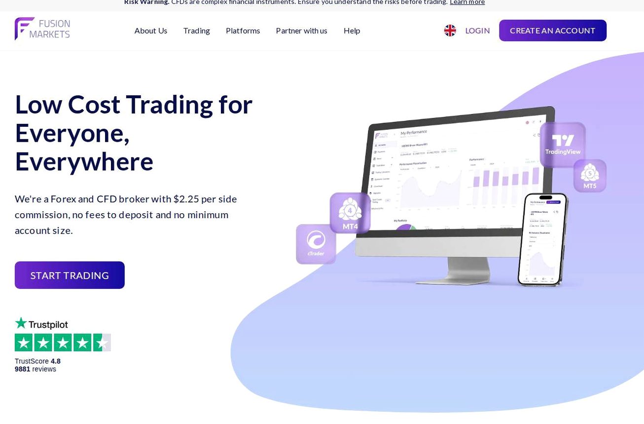 Screenshot of the Fusion Markets website