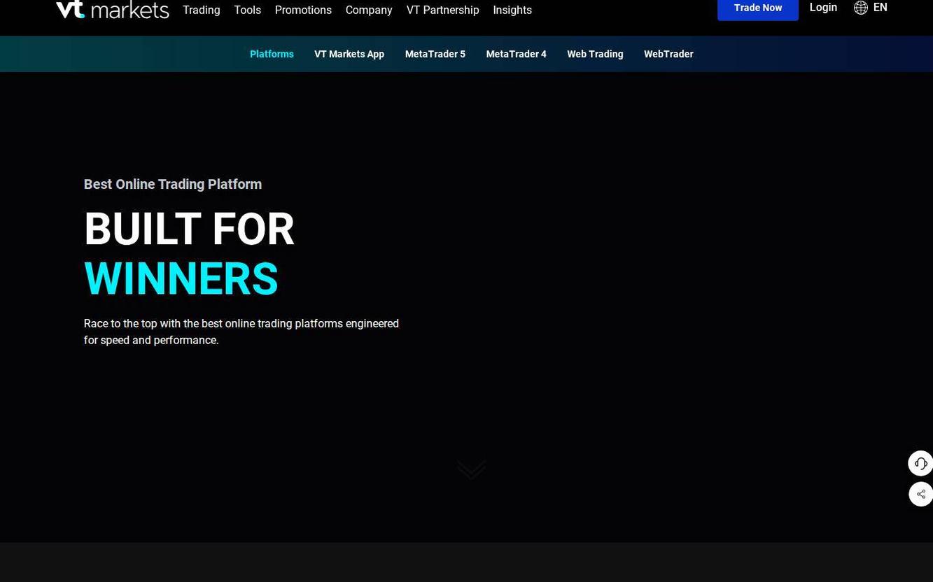 The platform page on the VT Markets website
